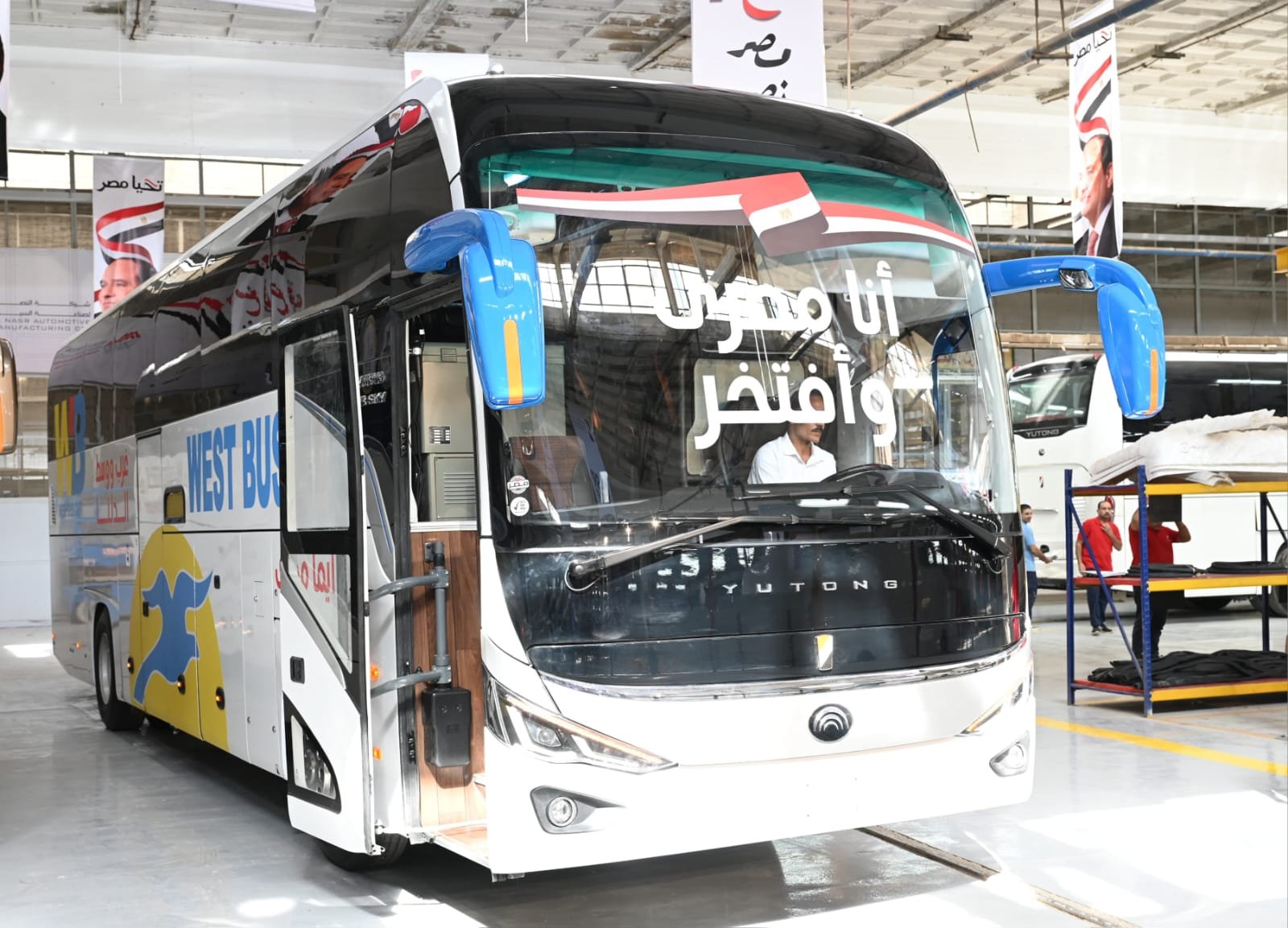 a bus parked in a building